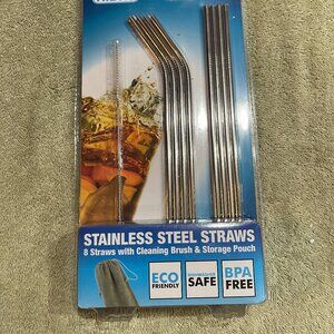 HiDR8 Stainless Steel Straw Set with Cleaning Brush & Storage Pouch (122)